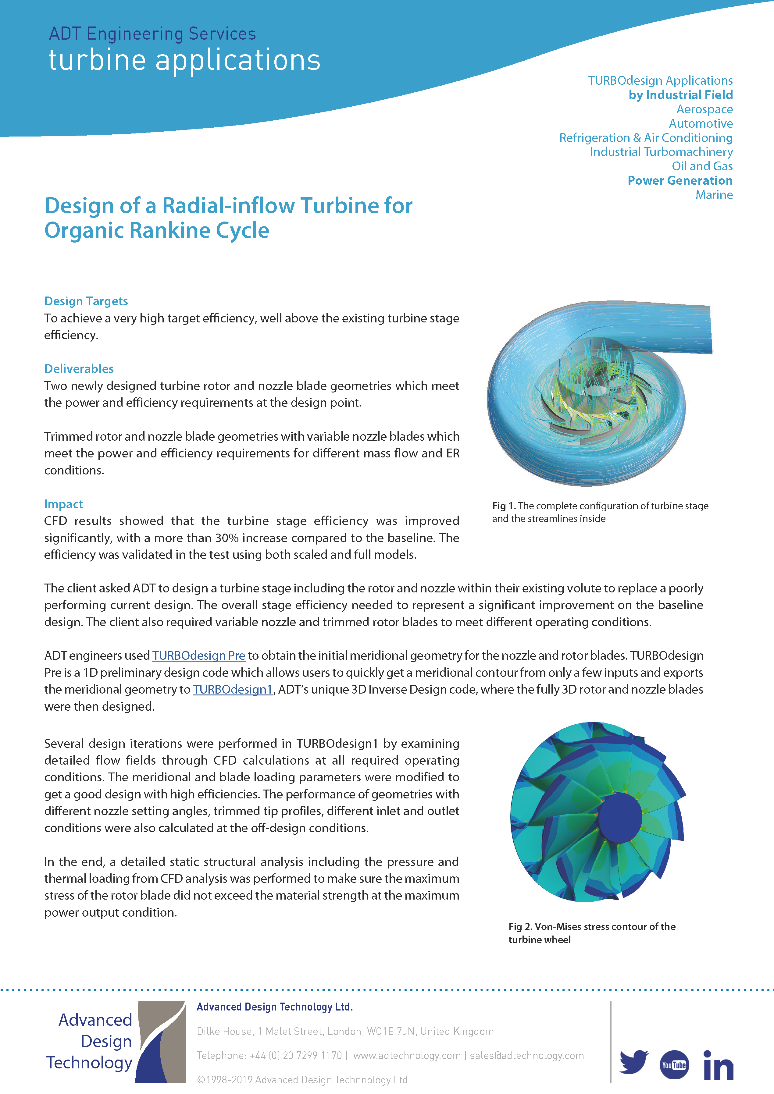 ADT Consultancy Summary - Design of a Radial Inflow Turbine front page